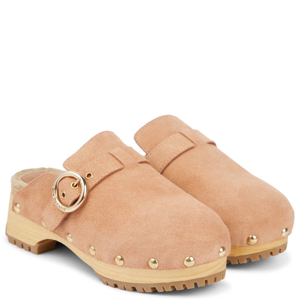 See By Chloe Viviane Suede Clogs in Neutral